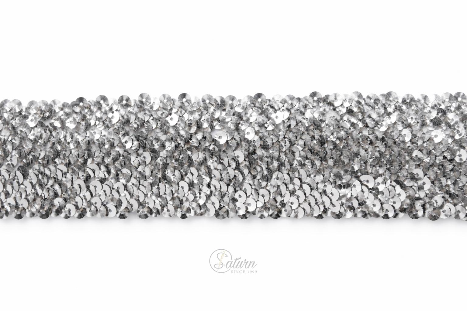 Banda decorativa elastica  cu paiete 4,5 cm – banda pentru rochii, costume si decor vestimentar/la metru