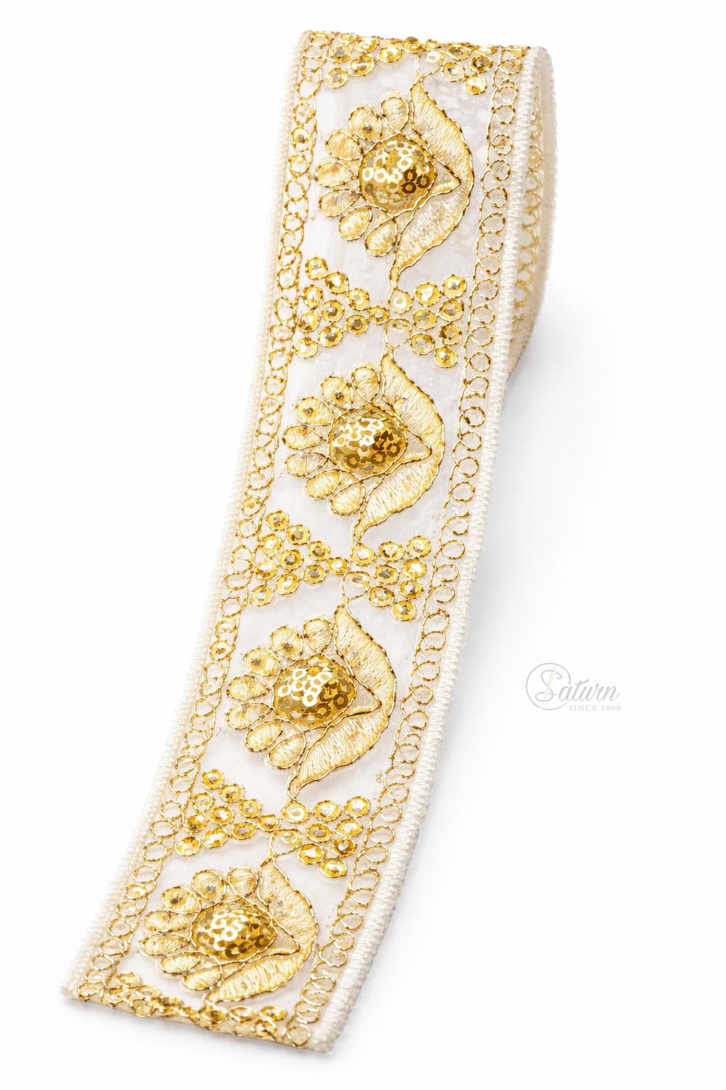 Banda decorativa brodata  cu paiete pentru rochii, costume si decor elegant/la metru