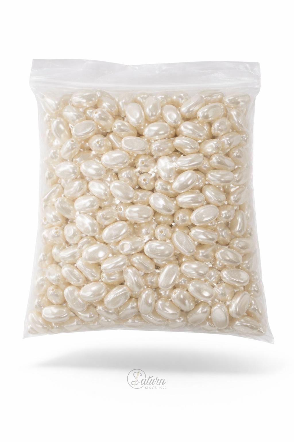 Perle /Margele de cusut Ivoar 500g pentru accesorii si decoratiuni , forma ovala handmade M2