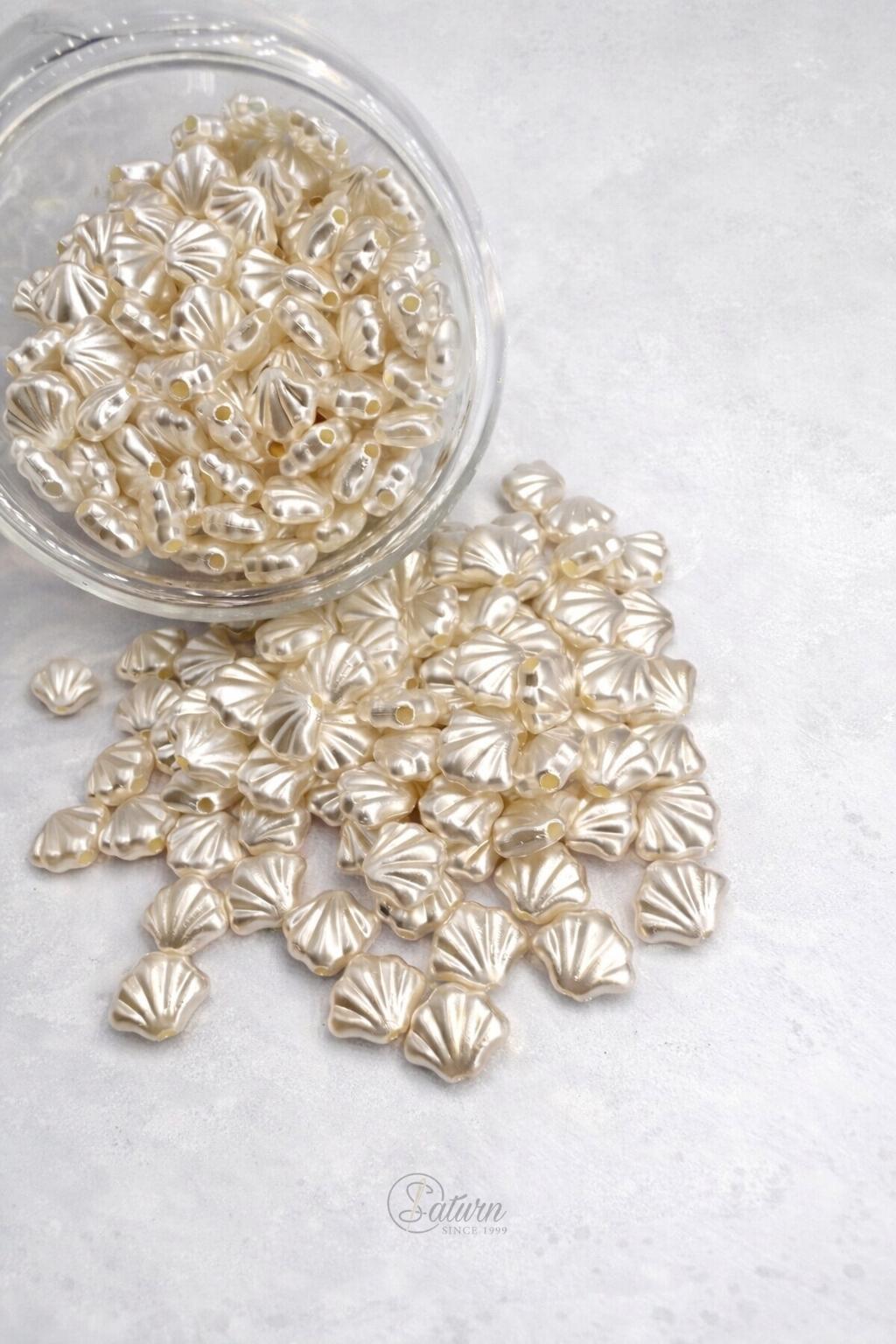 Perle / margele de cusut ivoar forma scoica pentru accesorii handmade si decor elegant M11