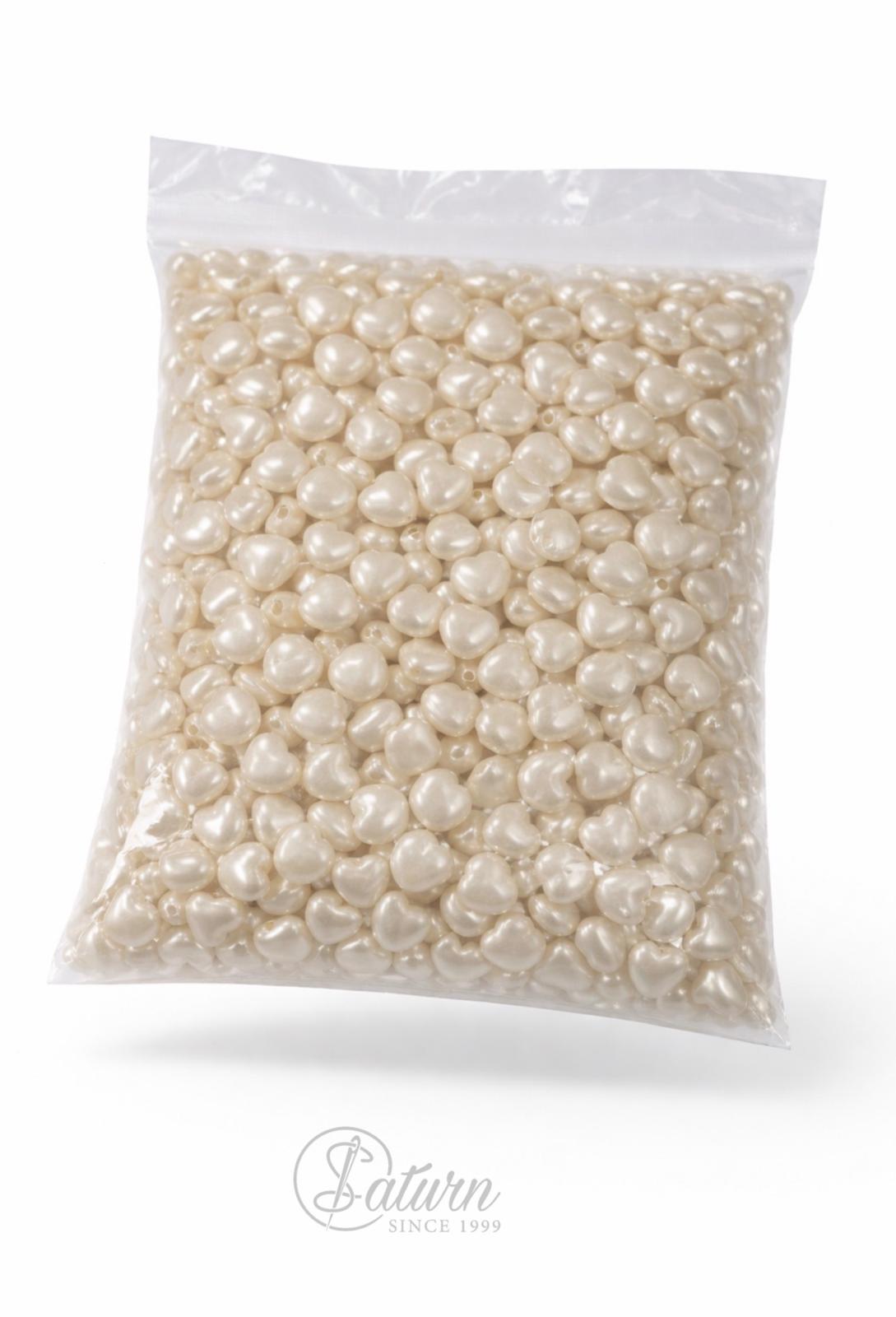 Perle / margele  de cusut ivoar in forma de inima  pentru bijuterii si decor romantic handmade M17