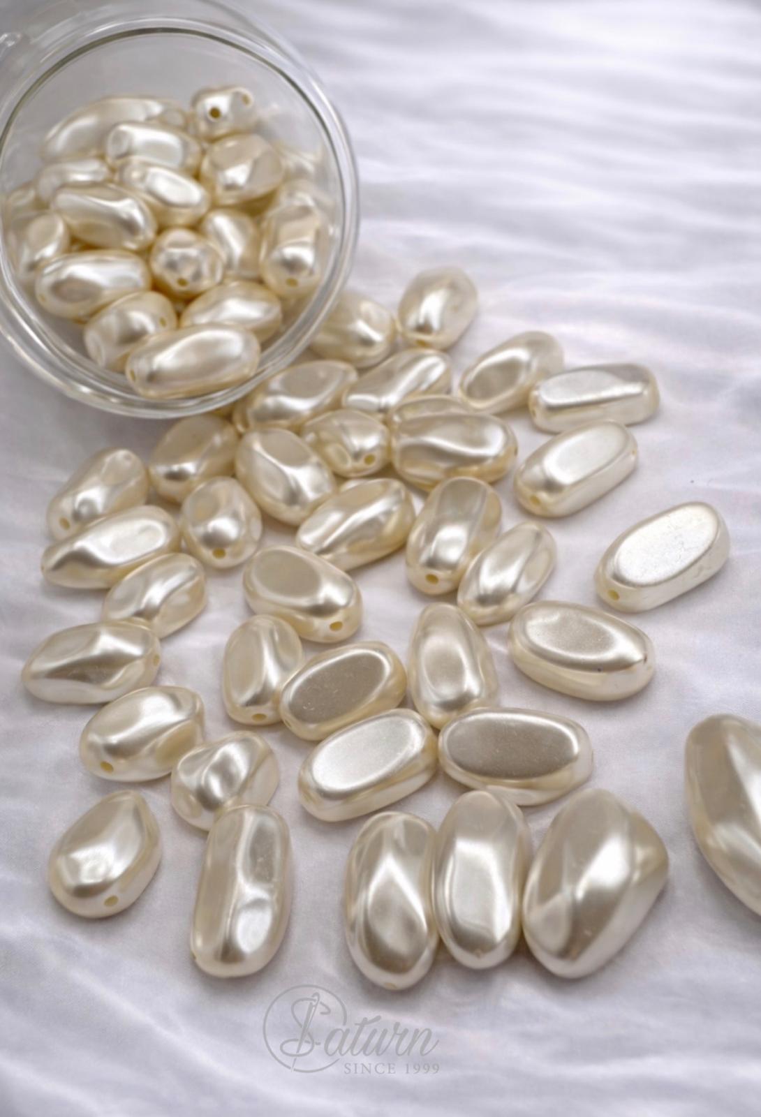 Perle / margele de cusut ivoar ovale neregulate tip baroc  pentru bijuterii si decor handmade M21