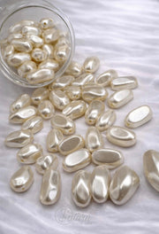 Perle / margele de cusut ivoar ovale neregulate tip baroc  pentru bijuterii si decor handmade M21