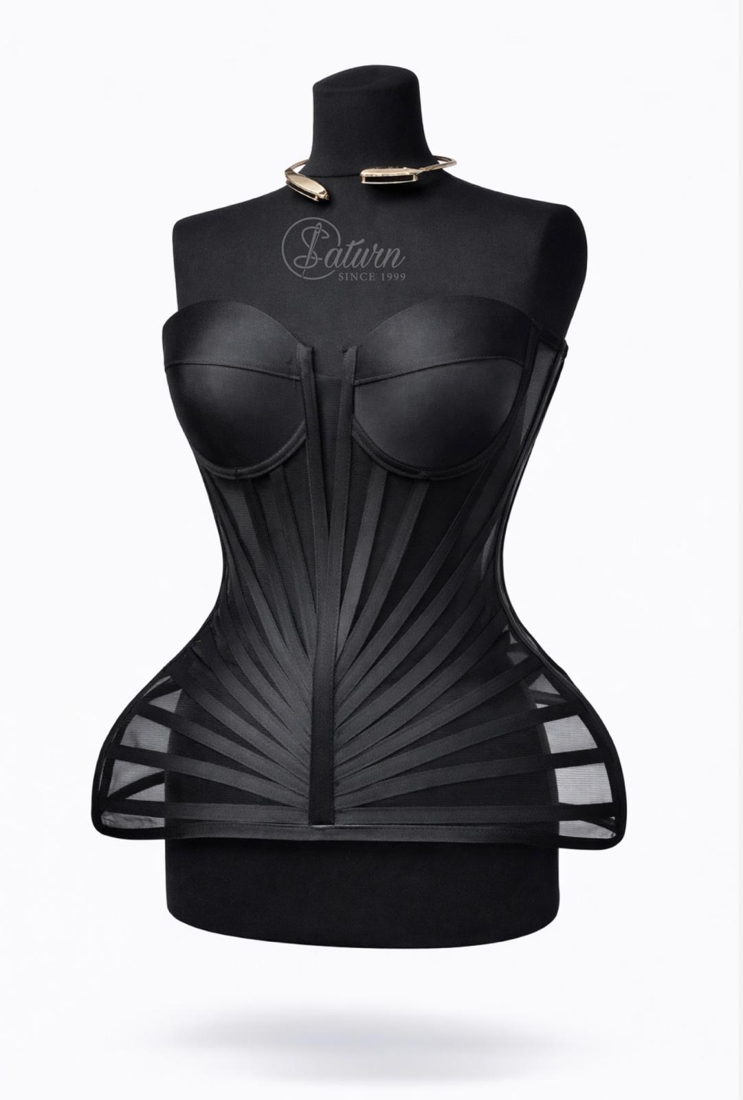 Corset modelator cu cupe si tulle transparent – corset elegant pentru rochii si tinute speciale M19