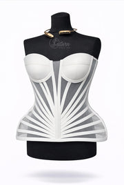 Corset modelator cu cupe si tulle transparent – corset elegant pentru rochii si tinute speciale M19