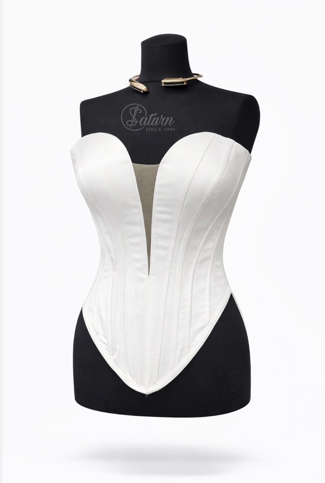 Corset din tafta si tulle cu decolteu in V – corset elegant modelator pentru rochii si tinute speciale M20