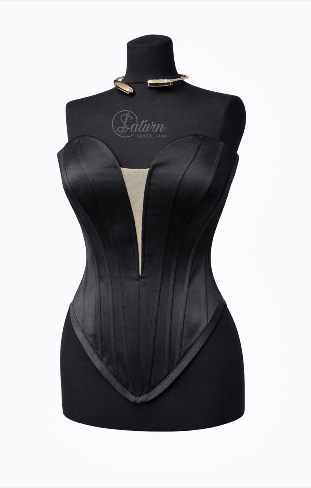 Corset din tafta si tulle cu decolteu in V – corset elegant modelator pentru rochii si tinute speciale M20