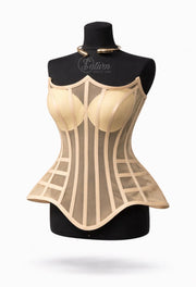 Corset din tulle cu cupe si balene – corset modelator elegant pentru rochii si tinute speciale M21