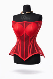Corset din tulle cu cupe si balene – corset modelator elegant pentru rochii si tinute speciale M24