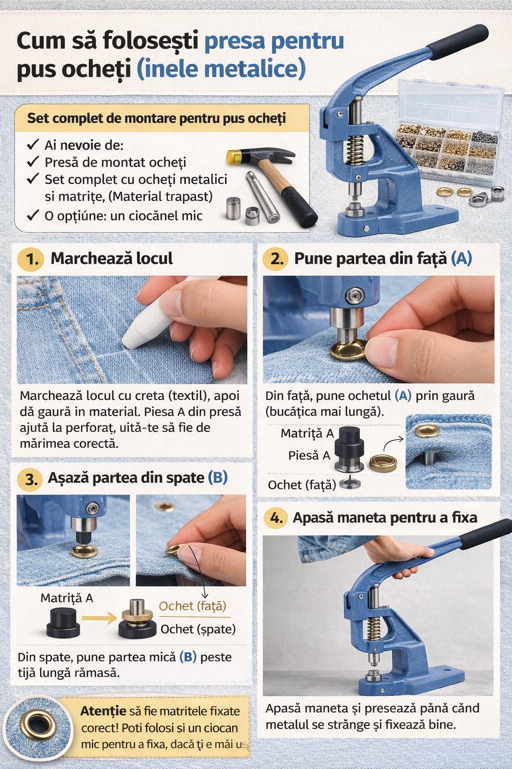 Capse/Ocheti metalici aurii pentru textile pentru blugi, geci, incaltaminte si proiecte DIY