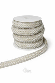 Banda decorativa cu perle si strasuri  1,5 cm – aplicatie luxoasa la metru