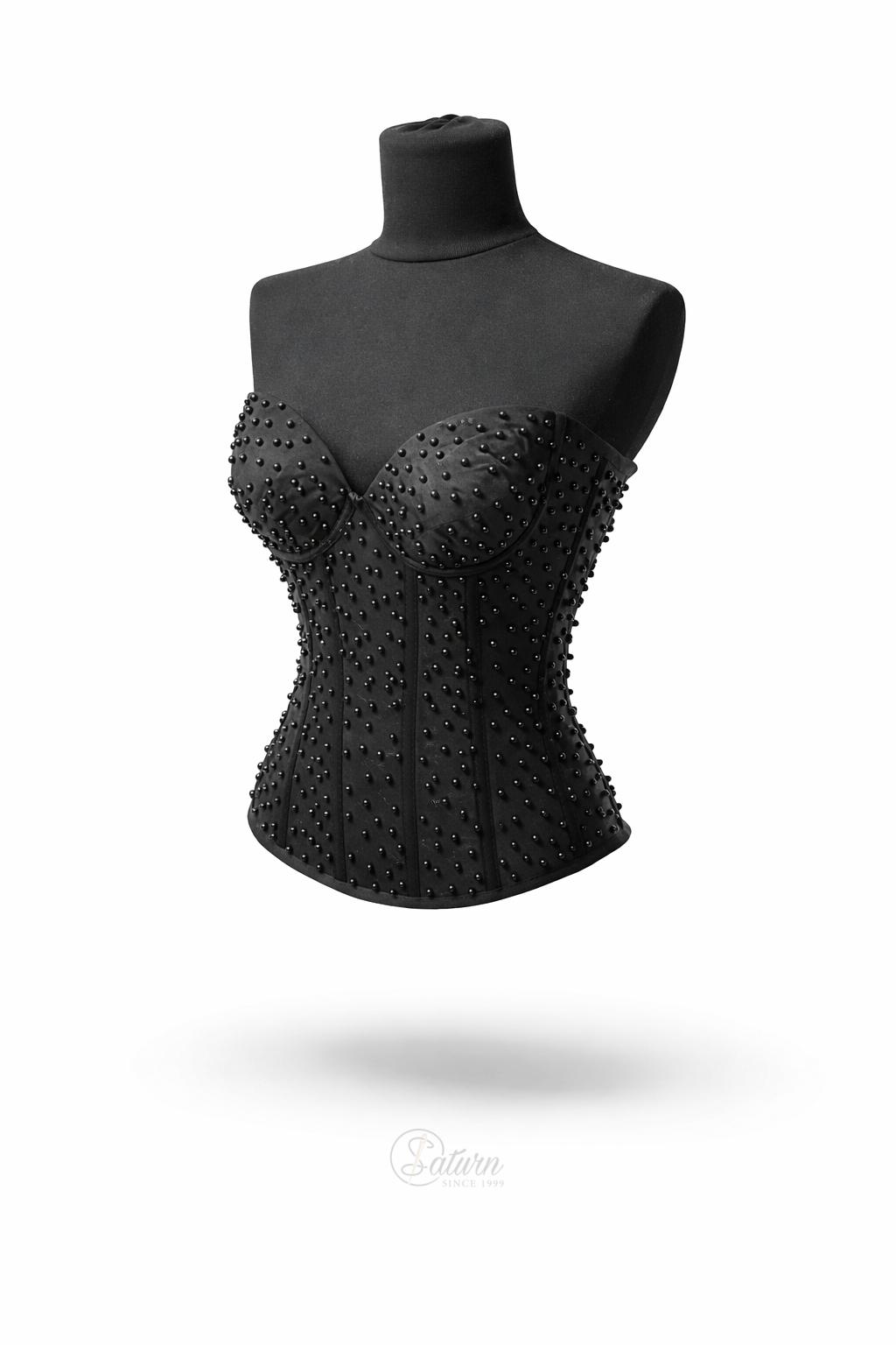 Corset modelator cu perle si tulle, tip bustiera fara bretele, elegant pentru ocazii si evenimente M28