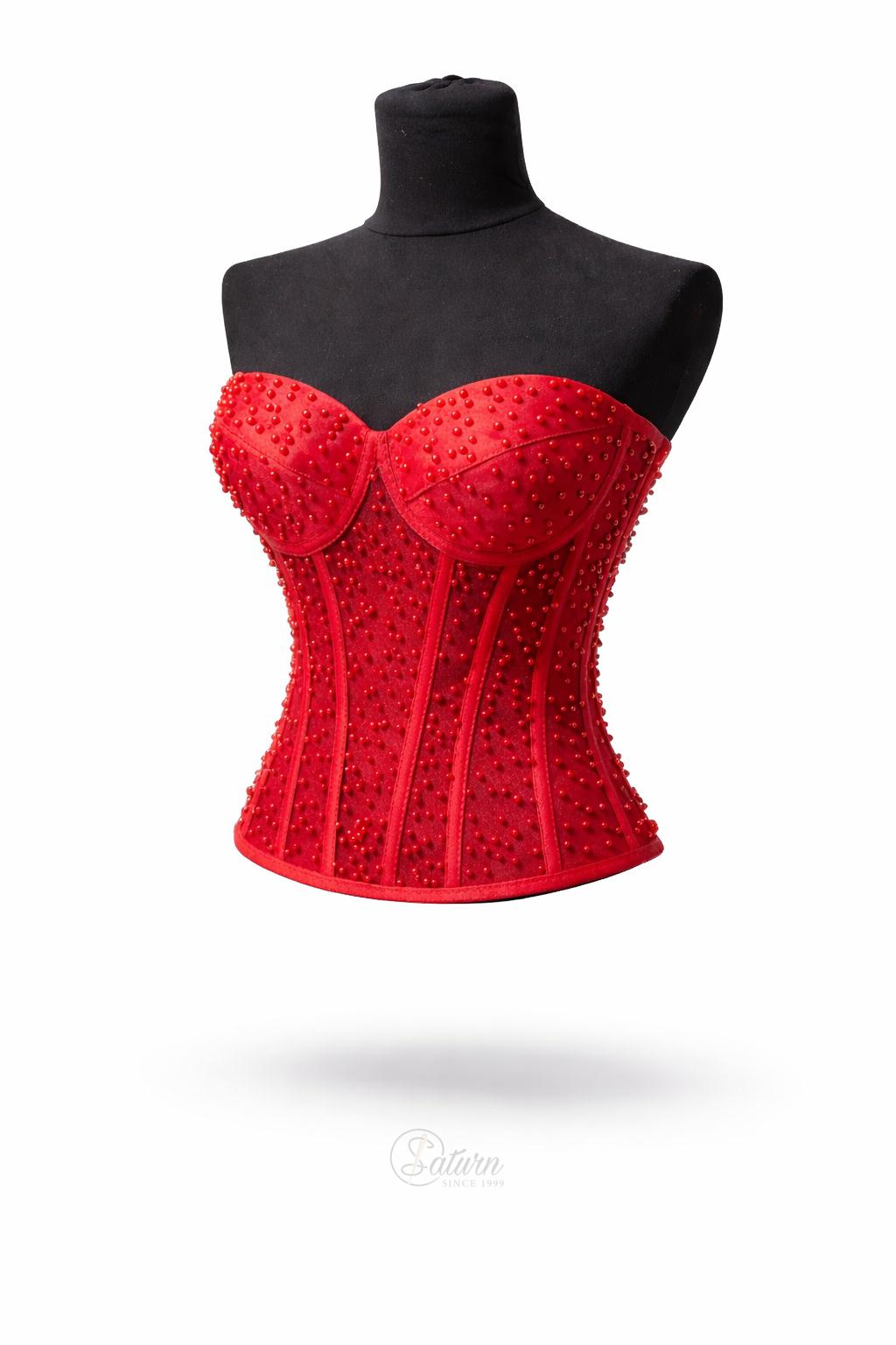 Corset modelator cu perle si tulle, tip bustiera fara bretele, elegant pentru ocazii si evenimente M28