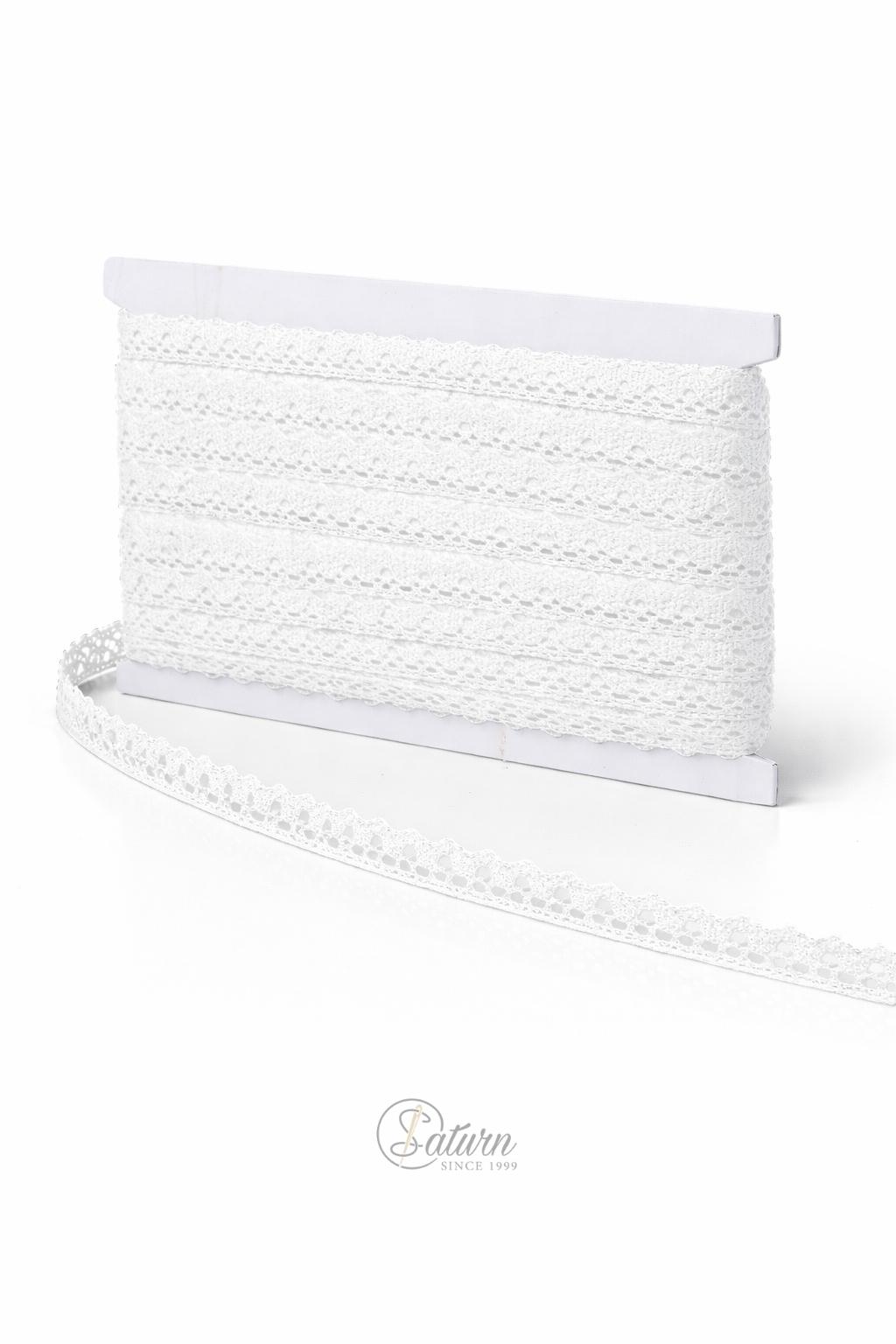 Dantela bumbac alba model 1334, latime 1.5 cm, rola 50 yards, banda decorativa pentru croitorie