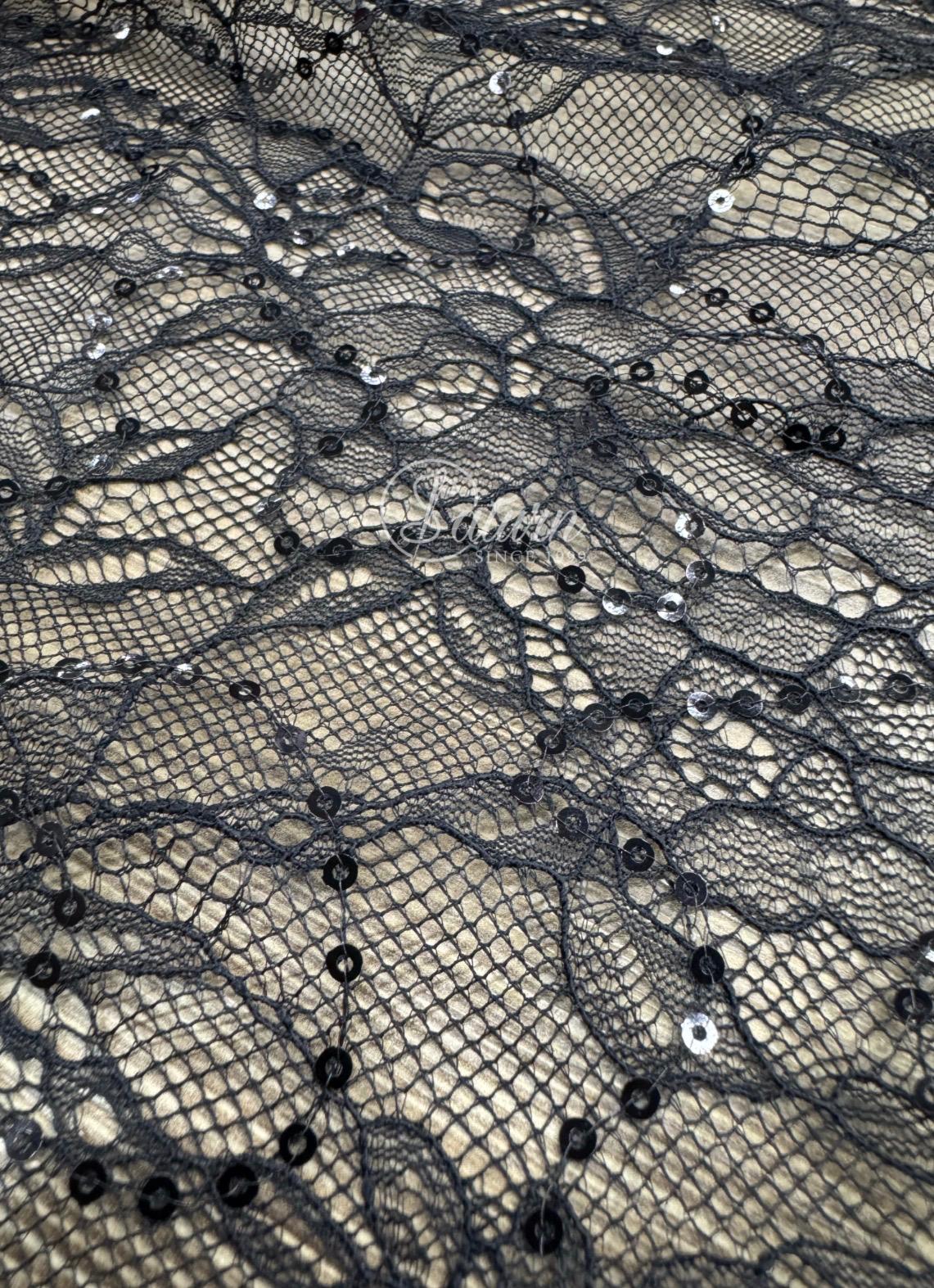 Dantela cu paiete, latime 150 cm, material elegant la metru pentru rochii si ocazii speciale