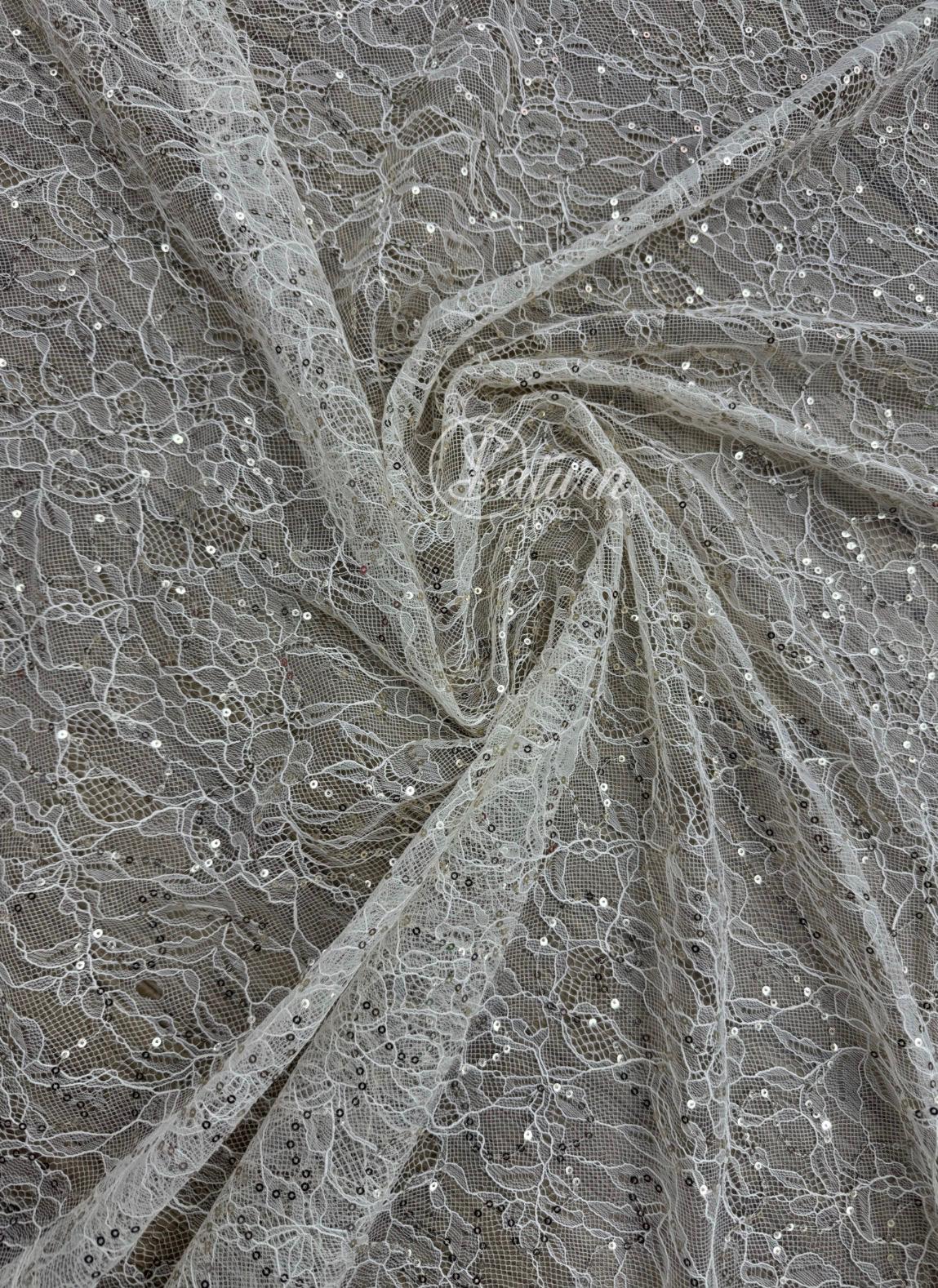 Dantela cu paiete, latime 150 cm, material elegant la metru pentru rochii si ocazii speciale