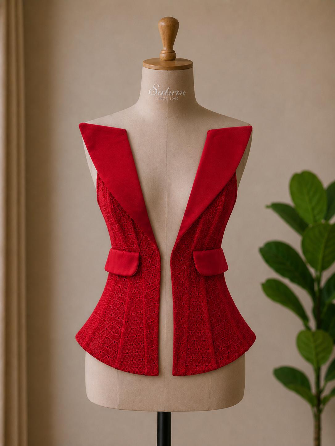 Corset Elegant din Dantela cu Rever Amplu – Design Modern de Ocazie M29