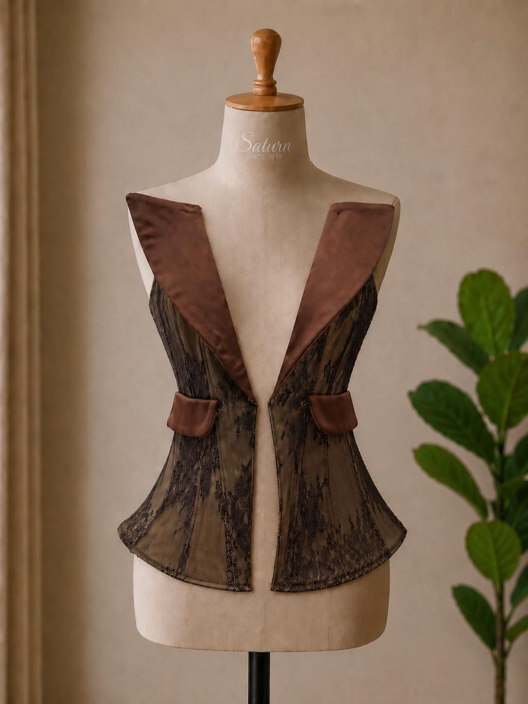 Corset Elegant din Dantela cu Rever Amplu – Design Modern de Ocazie M29