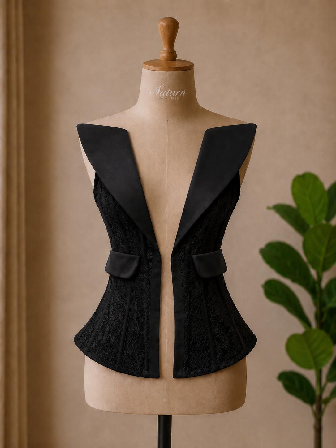 Corset Elegant din Dantela cu Rever Amplu – Design Modern de Ocazie M29