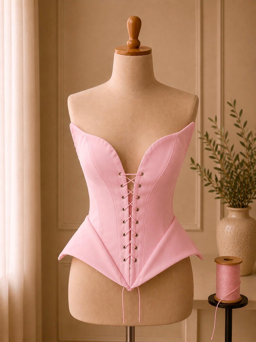 Corset dama elegant cu snur frontal si inchidere reglabila cu snur  la spate M32