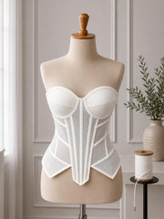 Corset dama cu cupe si insertii transparente din tul M33