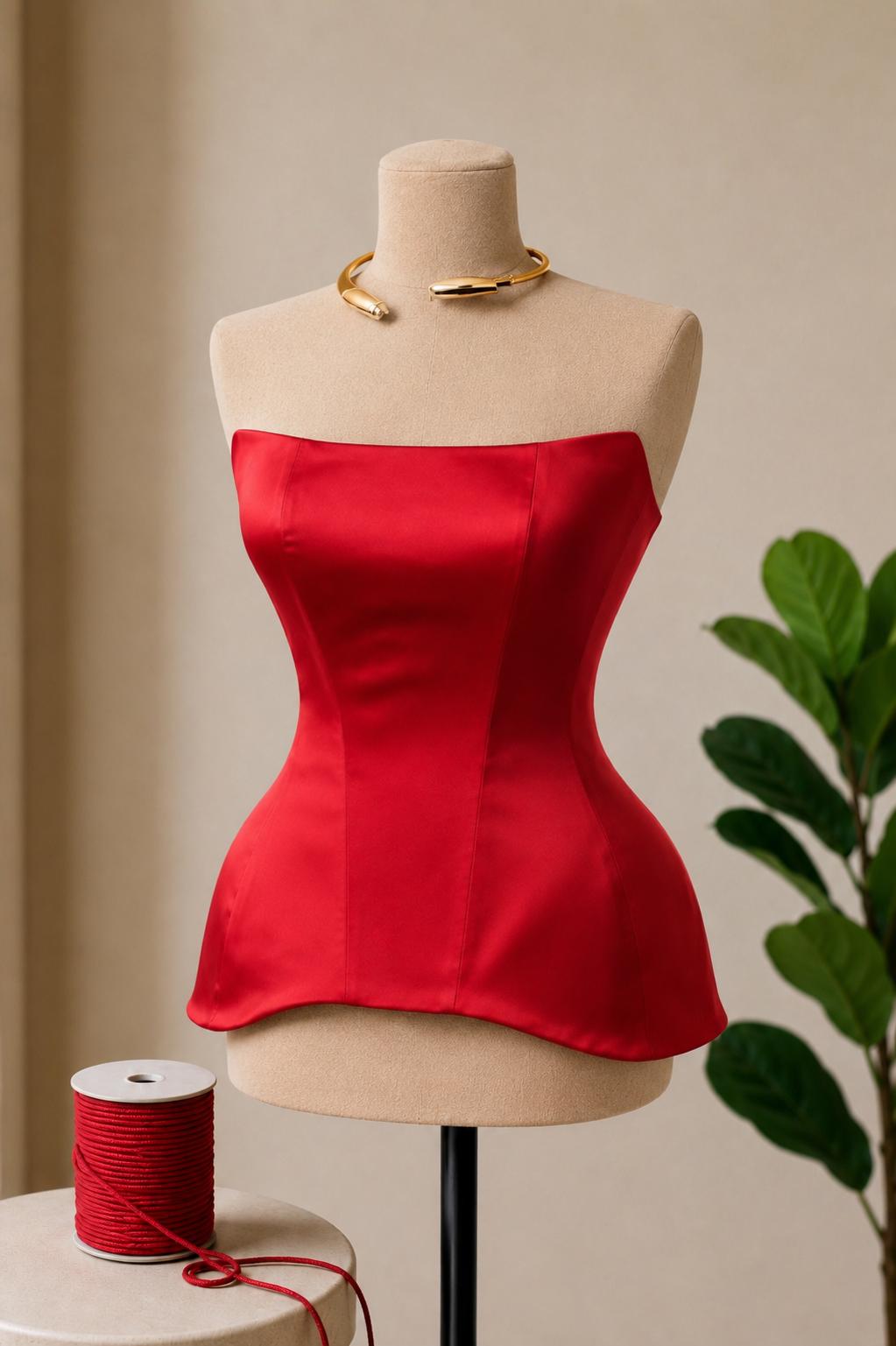 Corset din tafta cu snur elegant  pentru rochii si tinute de ocazie M25