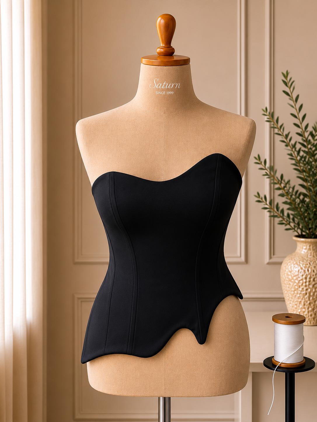 Corset dama alb cu decolteu sweetheart si croiala asimetrica M38