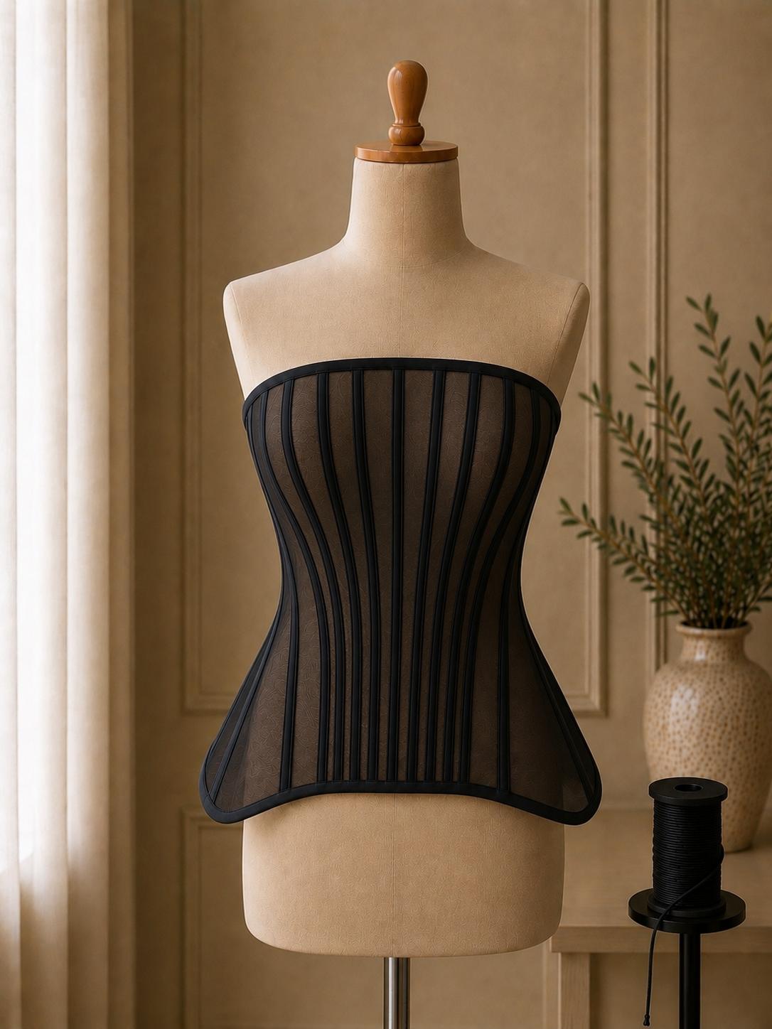 Corset din tul fin cu balene structurate M39