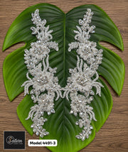 Aplicatie Brodata cu Strasuri pe Tul Model 4491-3 – Ornament Elegant pentru Rochii