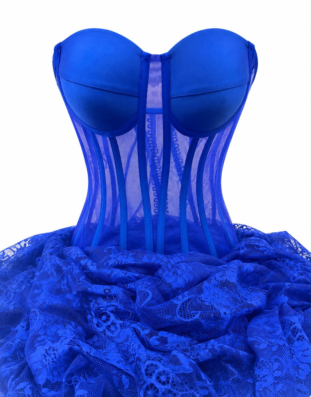 Corset cu Cupe si Balene - Dantela Chantilly pentru Rochii M1