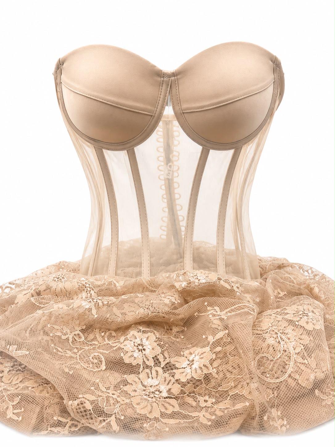 Corset cu Cupe si Balene - Dantela Chantilly pentru Rochii M1