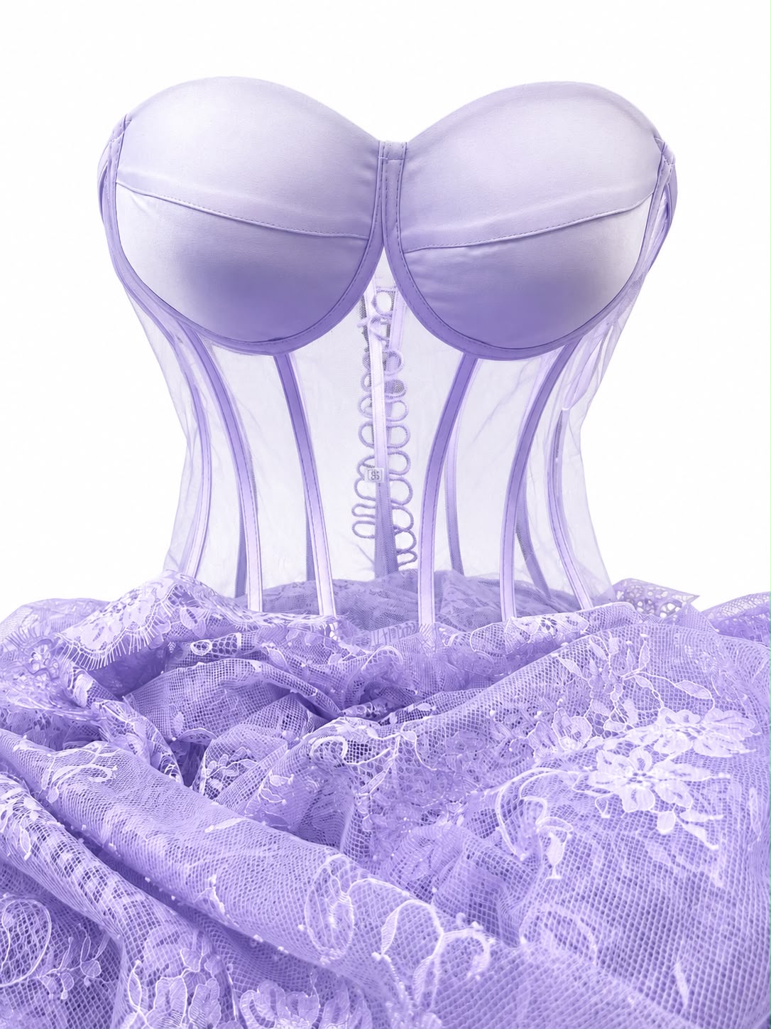 Corset cu Cupe si Balene - Dantela Chantilly pentru Rochii M1