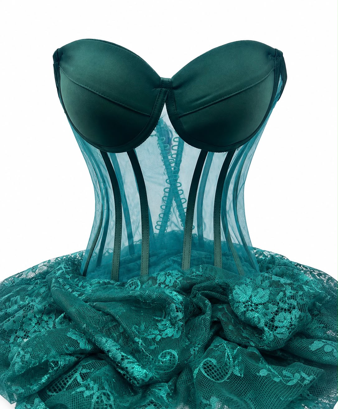 Corset cu Cupe si Balene - Dantela Chantilly pentru Rochii M1