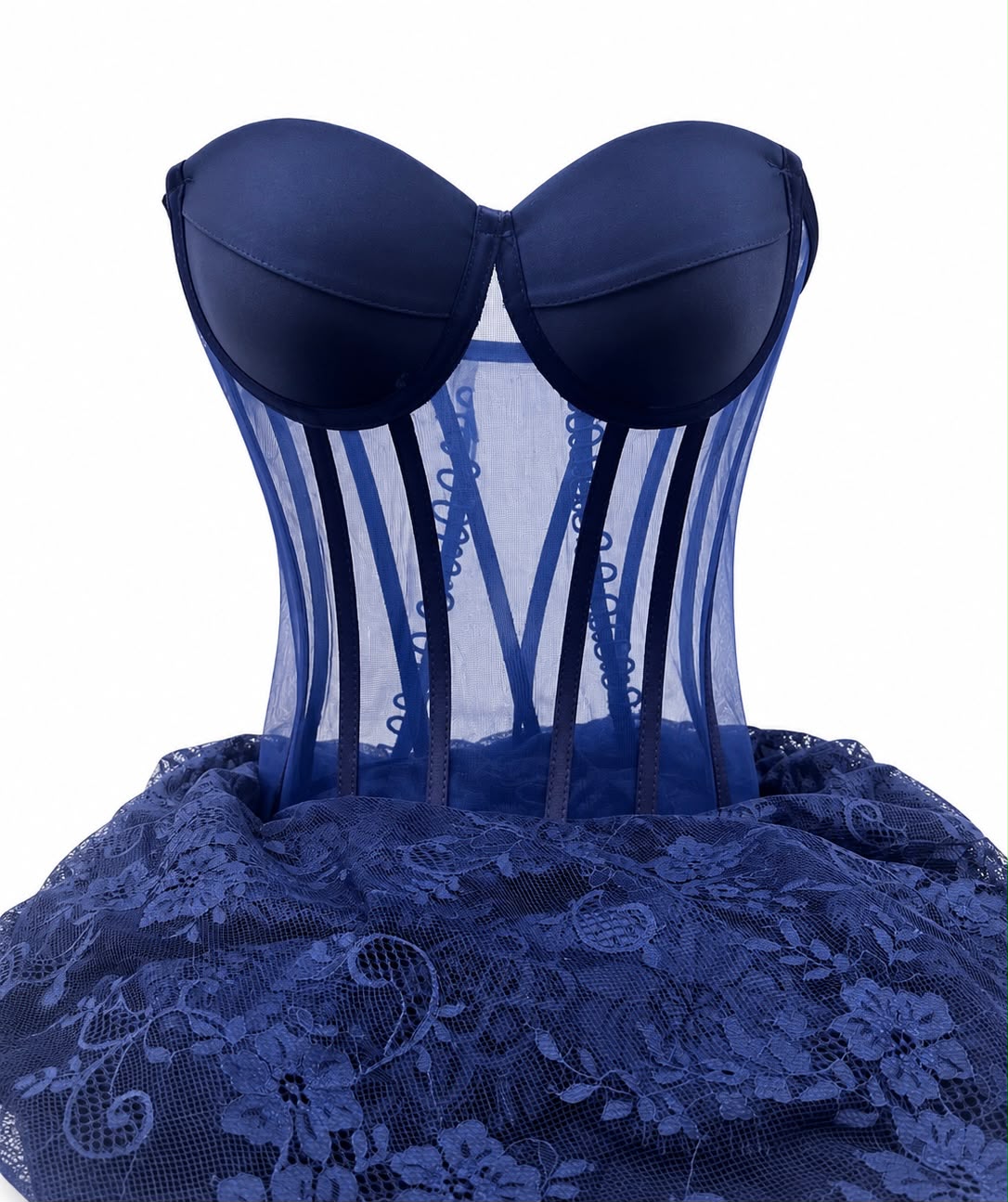 Corset cu Cupe si Balene - Dantela Chantilly pentru Rochii M1