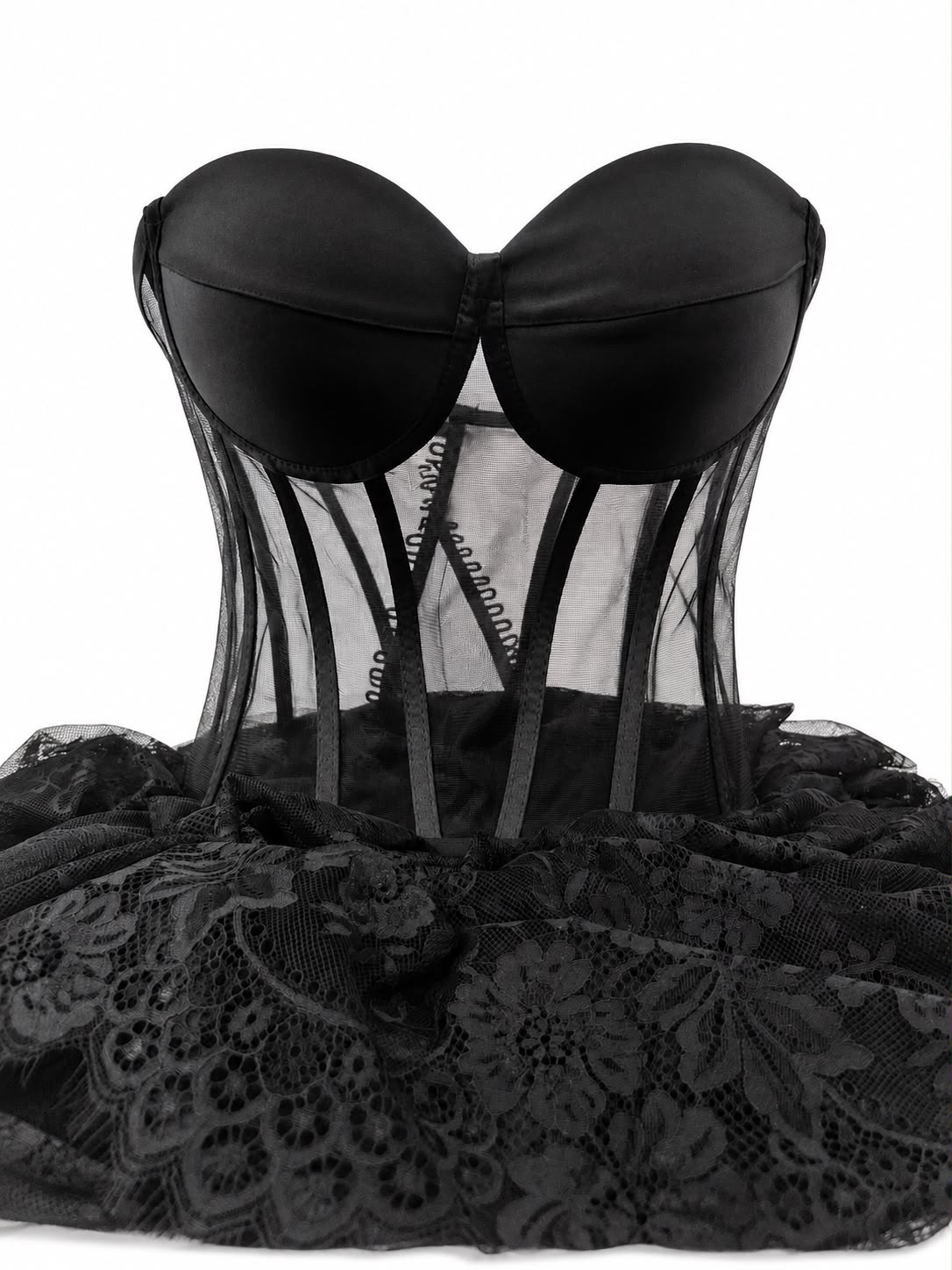 Corset cu Cupe si Balene - Dantela Chantilly pentru Rochii M1