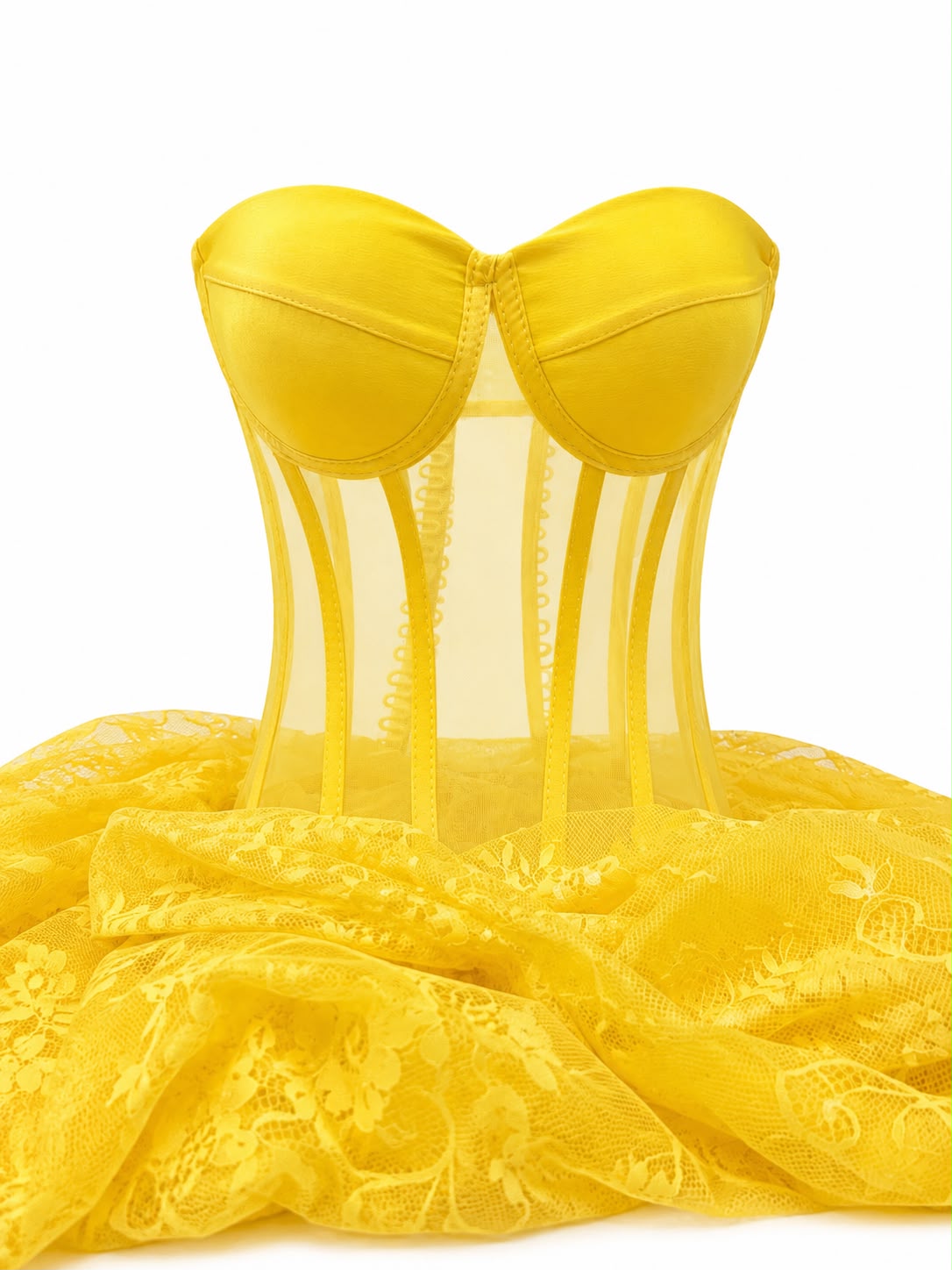 Corset cu Cupe si Balene - Dantela Chantilly pentru Rochii M1