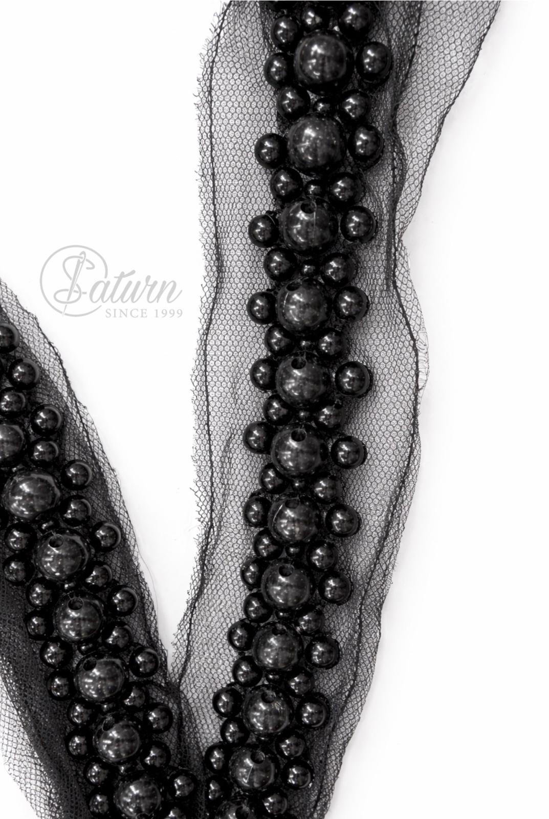 Banda Decorativa cu Perle pe Tulle, de Cusut, la Metru – 5,5 cm,
