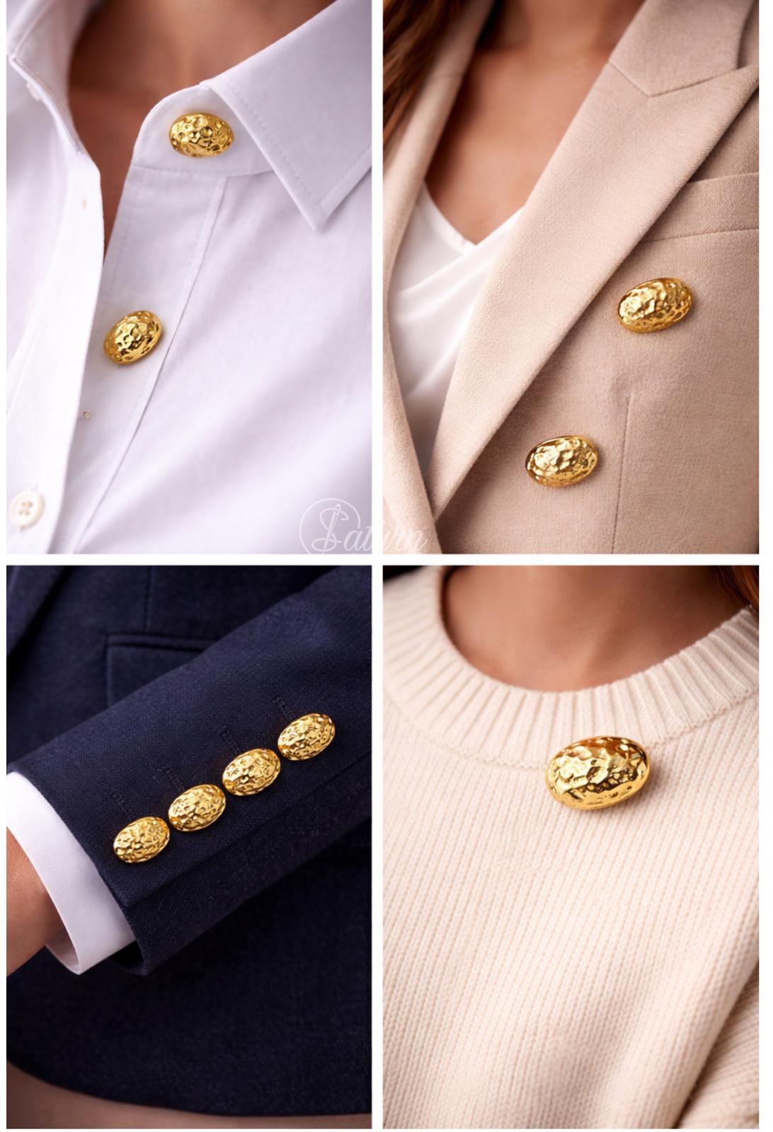 Nasturi decorativi metalici N#13 oval cu textura organica – 28L (1,5 cm), set 10 bucati