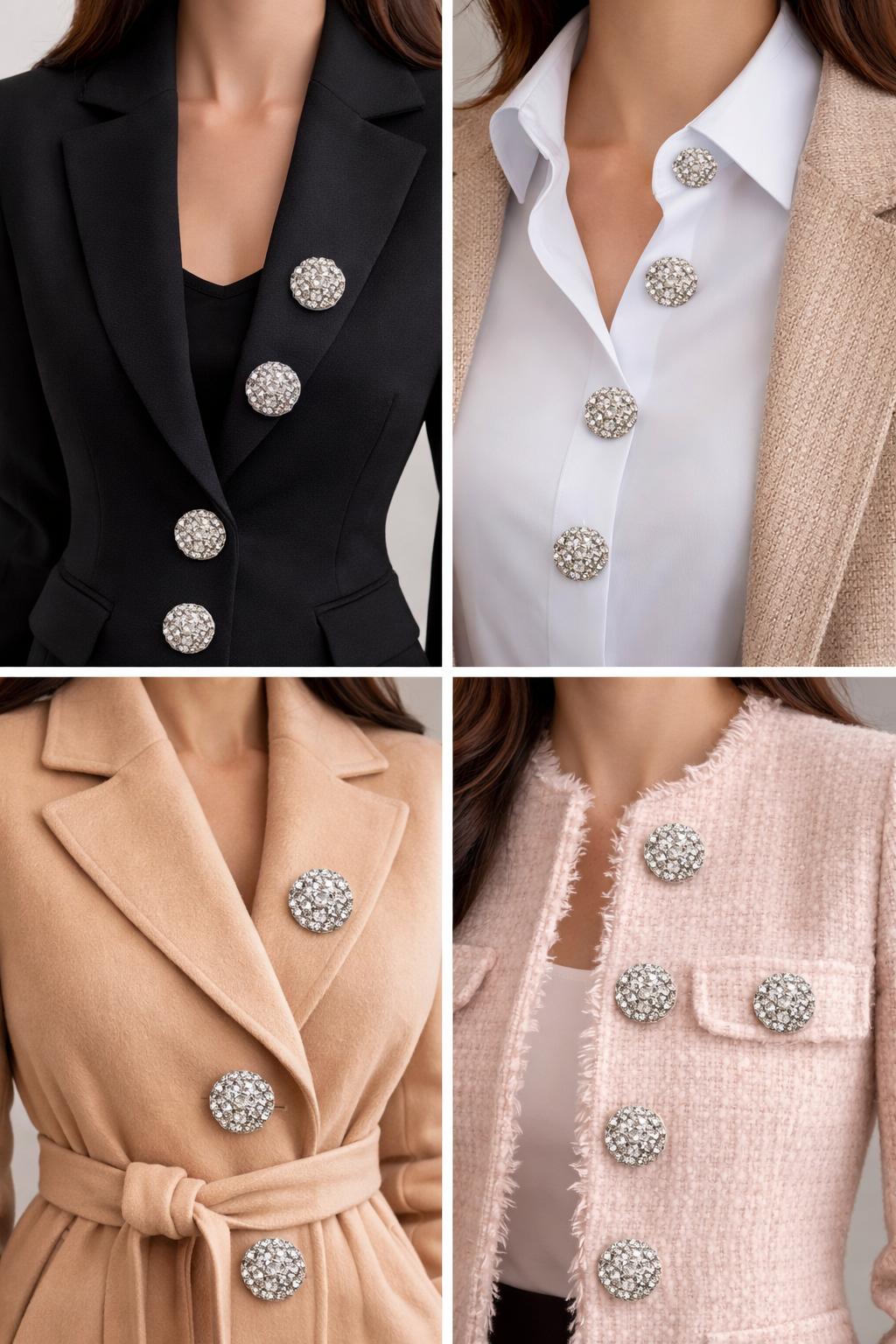 Nasturi metalici decorativi  N#24 cu cristale argintii 34L (2cm)set 10 buc