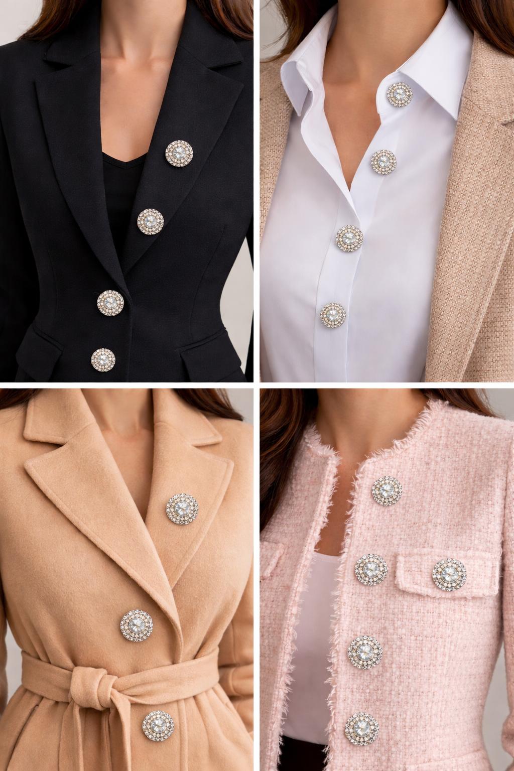 Nasturi metalici decorativi  N#25 cu cristale argintii 36L (2.5cm)set 10 buc