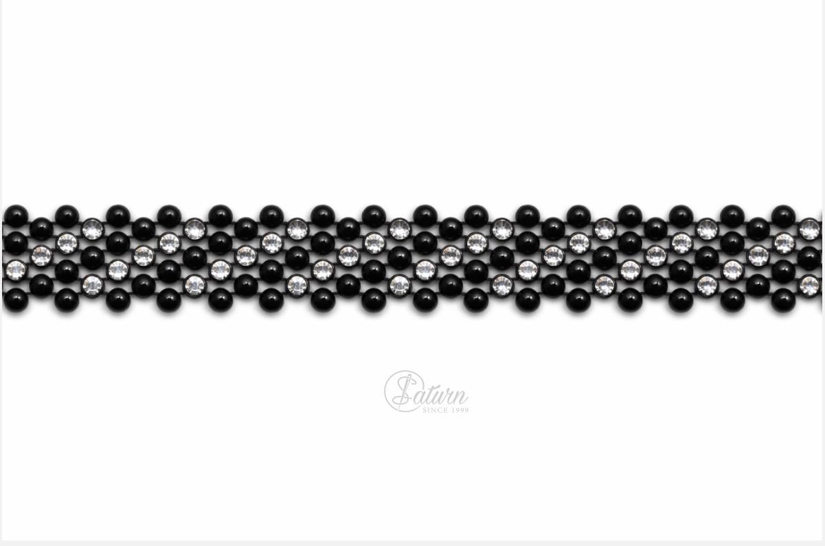 Banda decorativa cu strasuri si perlute  – 10 yards (9.14 m), latime 1.5 cm