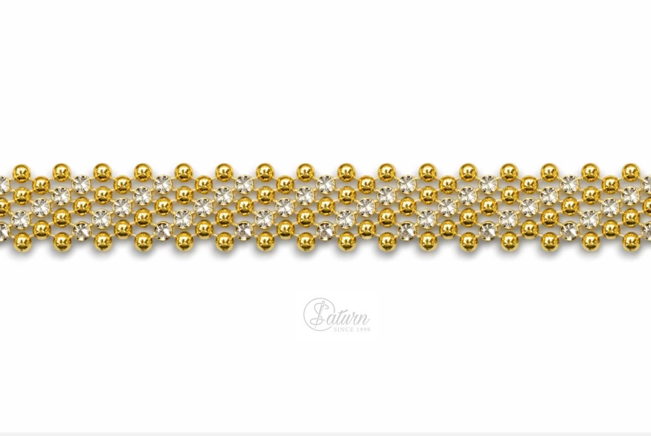 Banda decorativa cu strasuri si perlute  – 10 yards (9.14 m), latime 1.5 cm