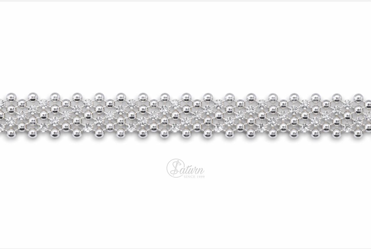 Banda decorativa cu strasuri si perlute  – 10 yards (9.14 m), latime 1.5 cm