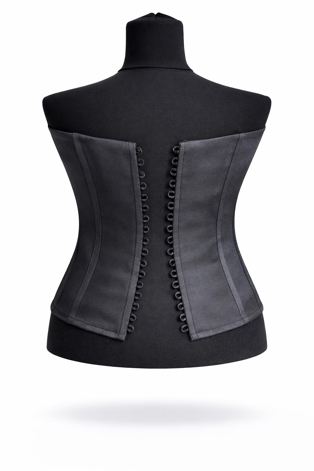 Corset modelator dama din tafta elegant, tip sweetheart  M16 cu decolteu adanc in V