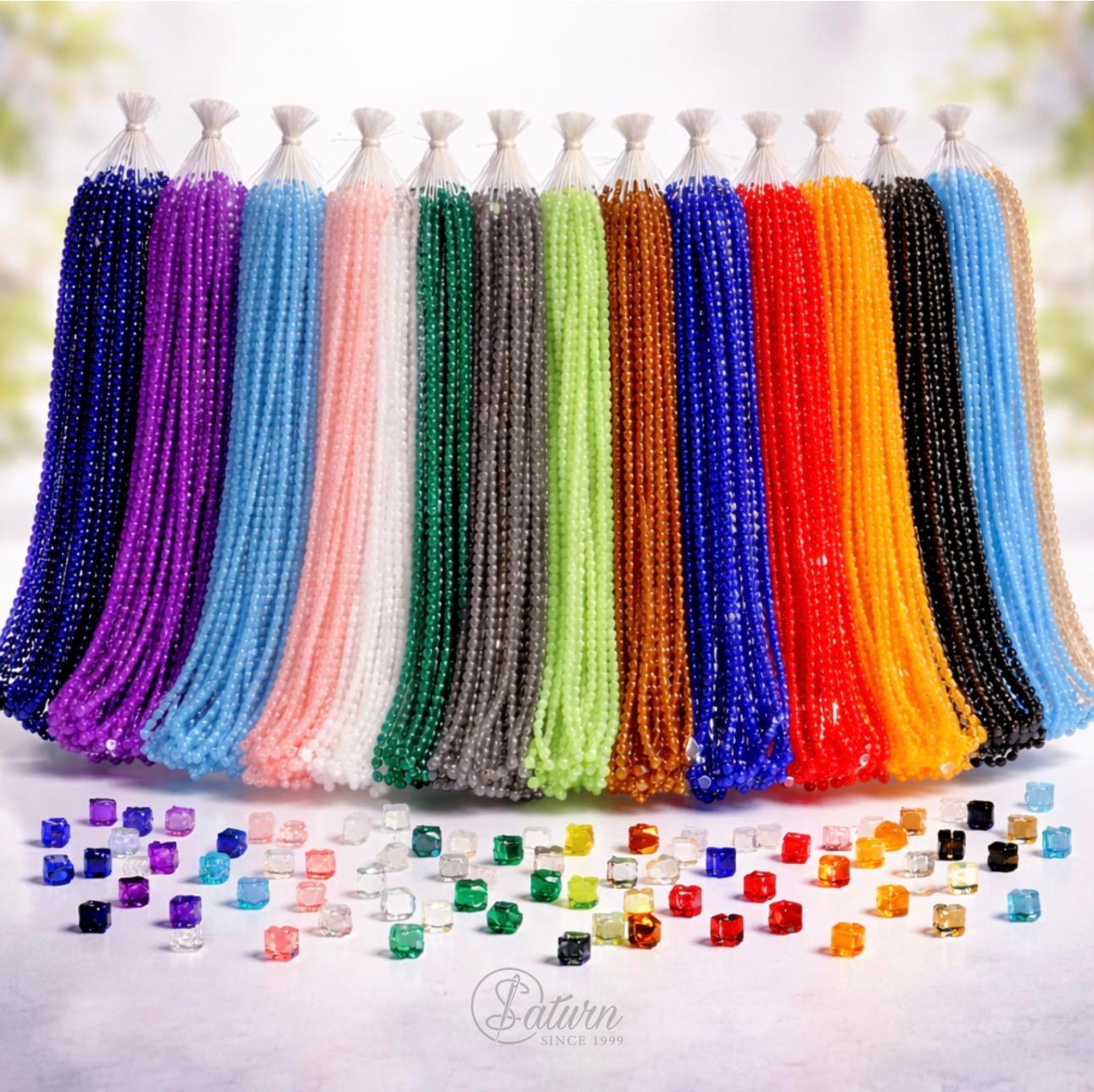 Sirag de margele/perle din sticla patrate 4mm diverse culori handmade/aprox 100 margele