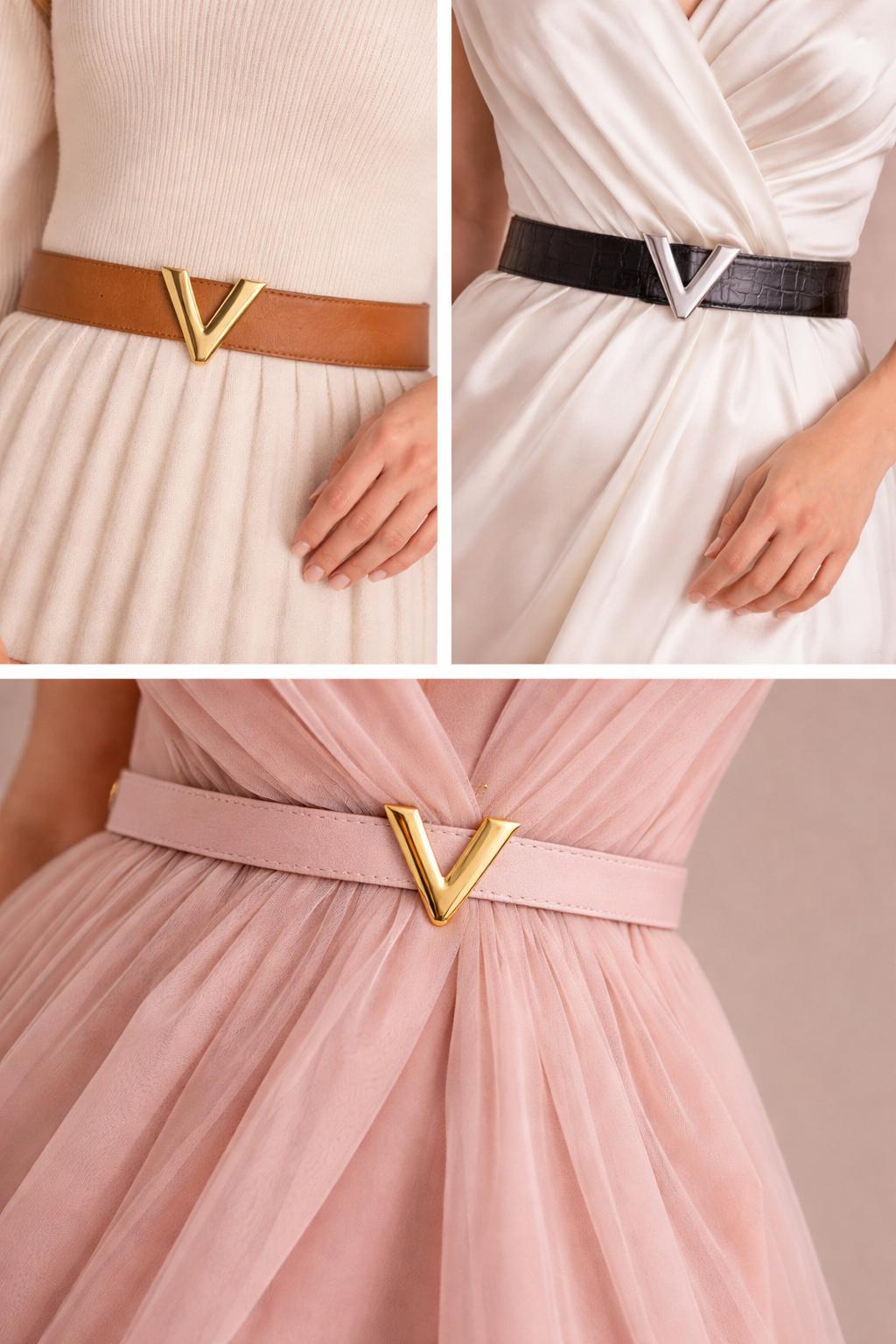 Catarama brosa litere V  accesoriu metalic auriu sau argintiu pentru haine