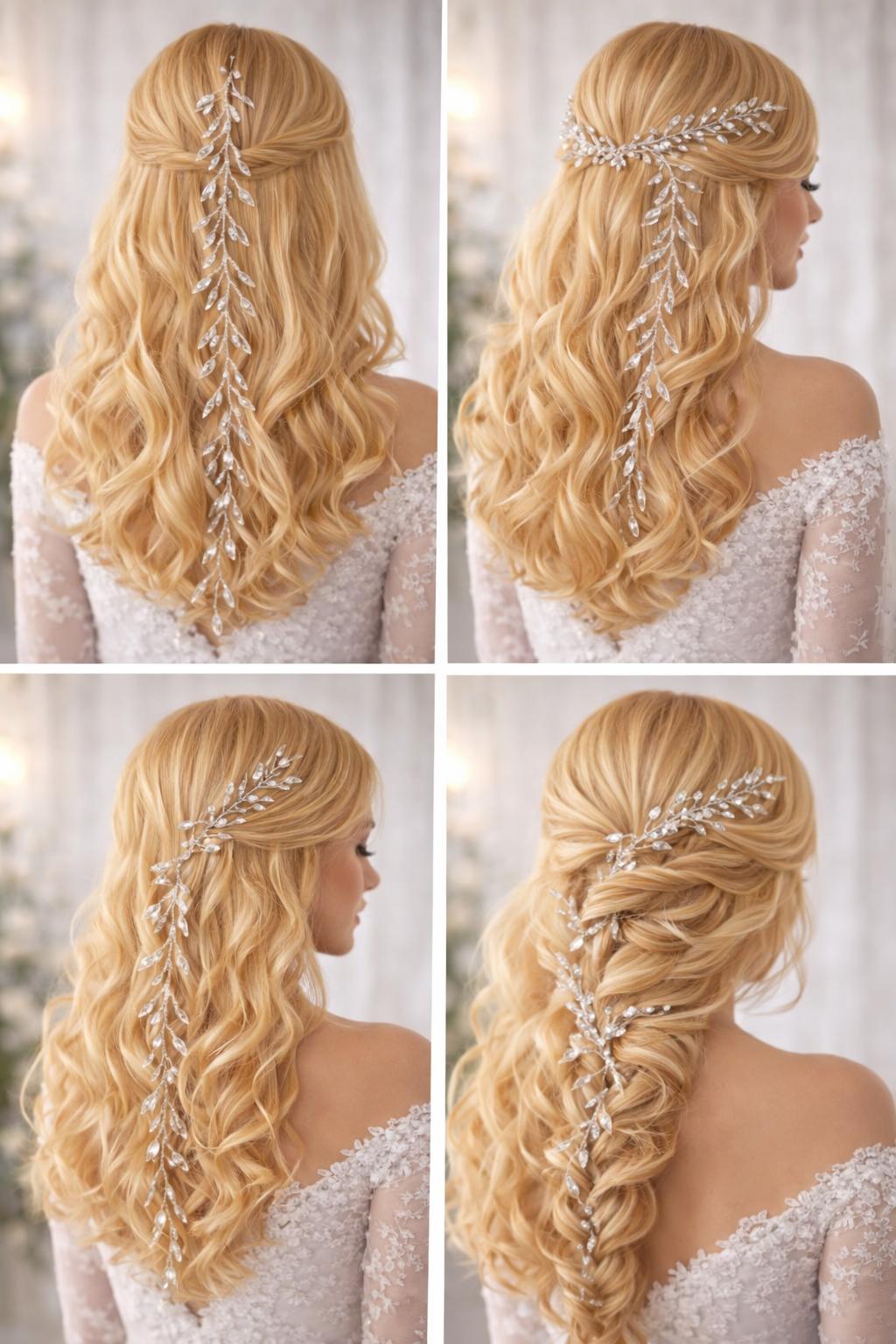 Accesoriu/Coronita/Bentita par mireasa cu cristale – decor par nunta elegant pentru coafuri mireasa