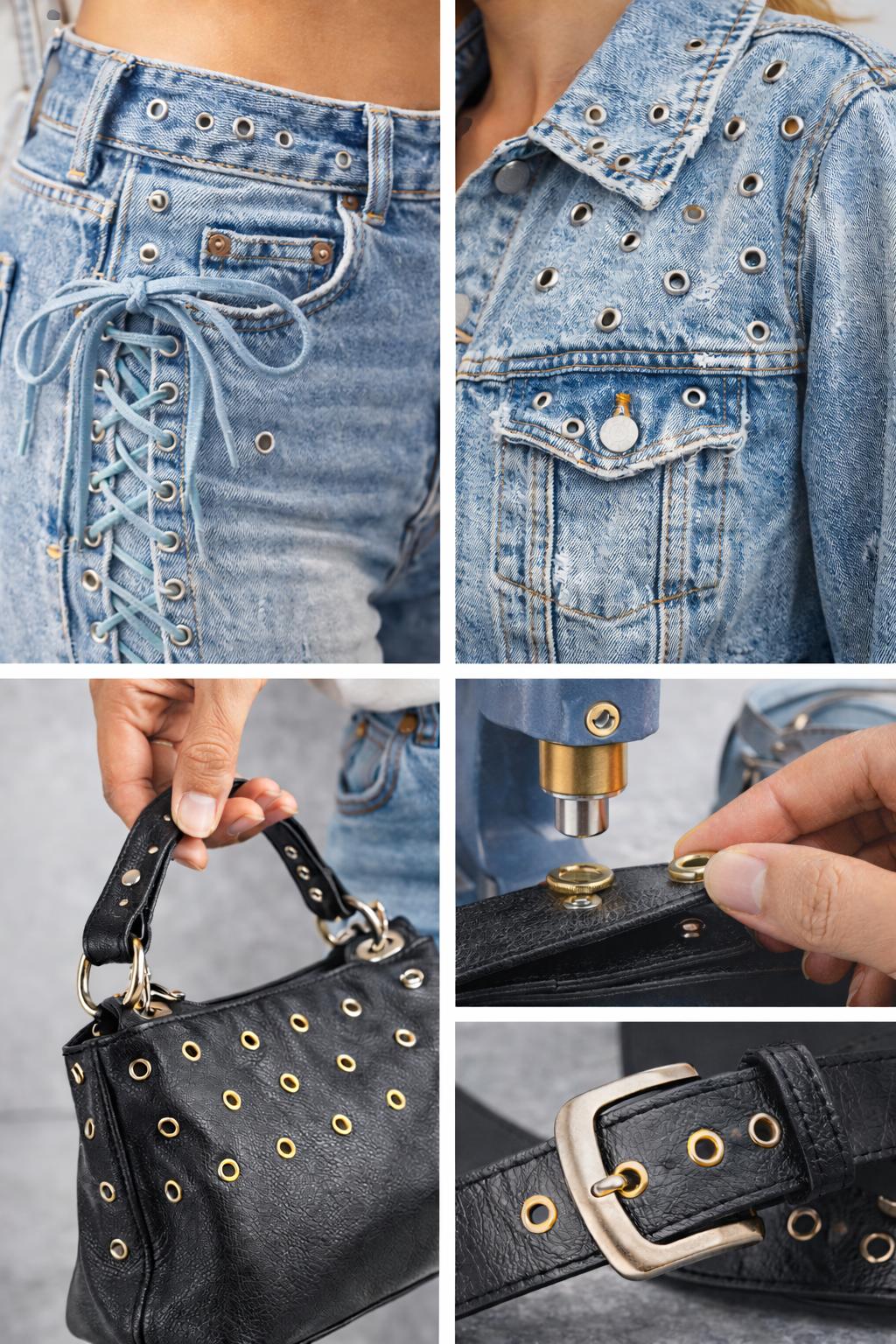 Capse/Ocheti metalici aurii pentru textile pentru blugi, geci, incaltaminte si proiecte DIY