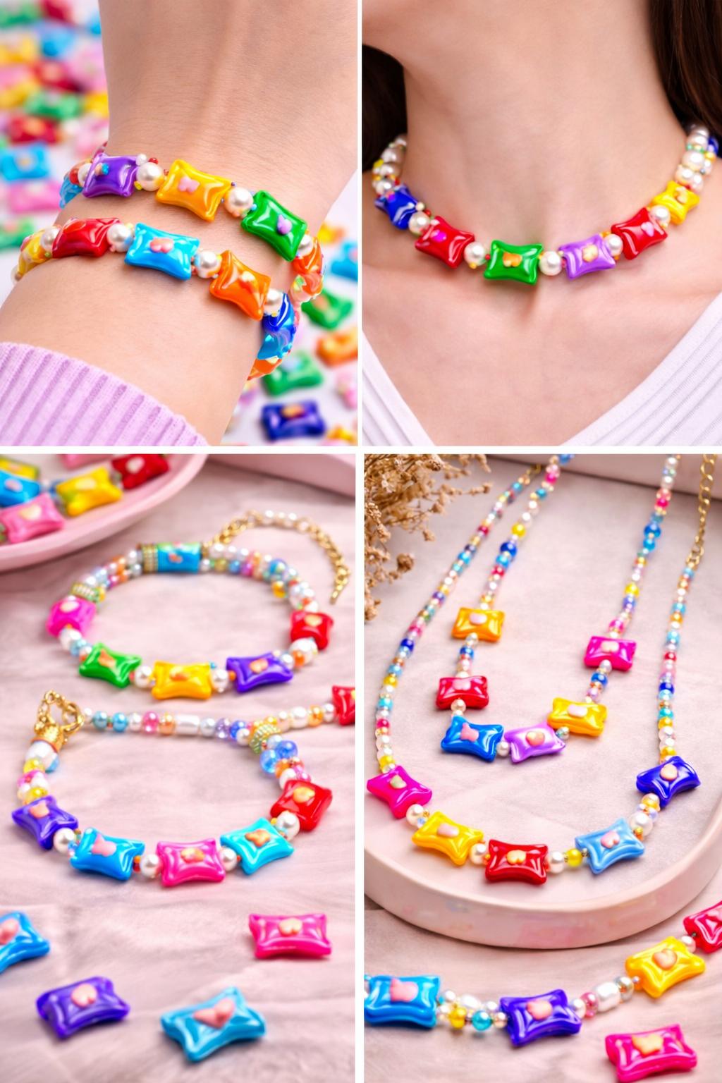 Margele bomboane colorate 2 cm set 350 buc pentru bratari si coliere accesorii handmade