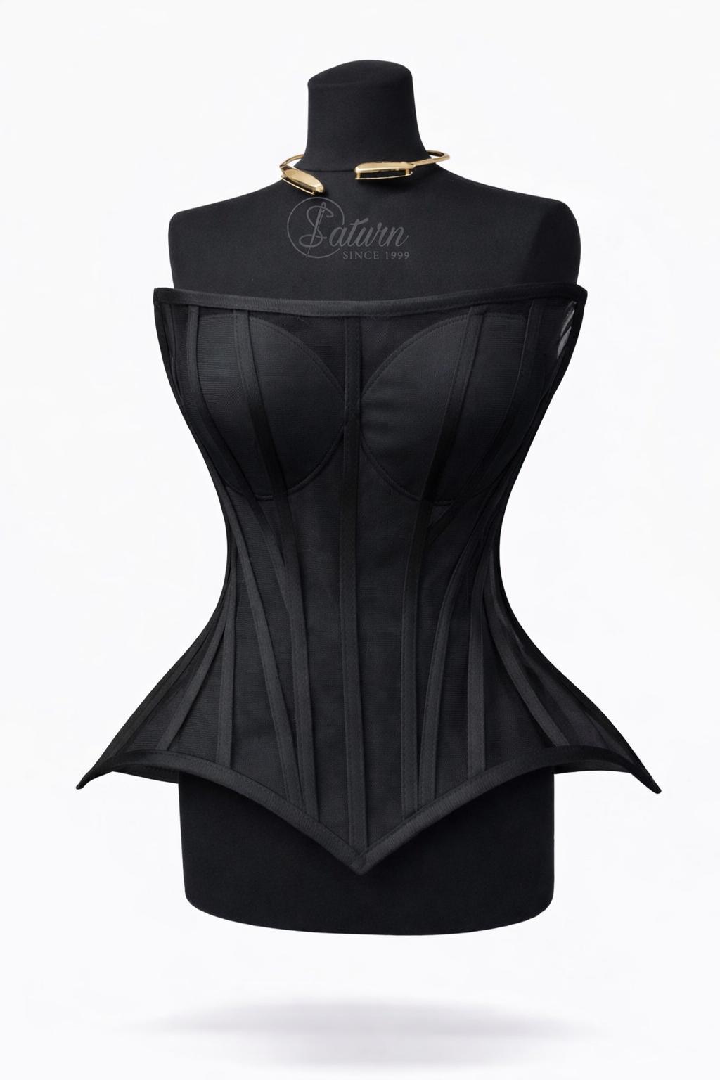 Corset din tulle cu cupe si balene – corset modelator elegant pentru rochii si tinute speciale M24